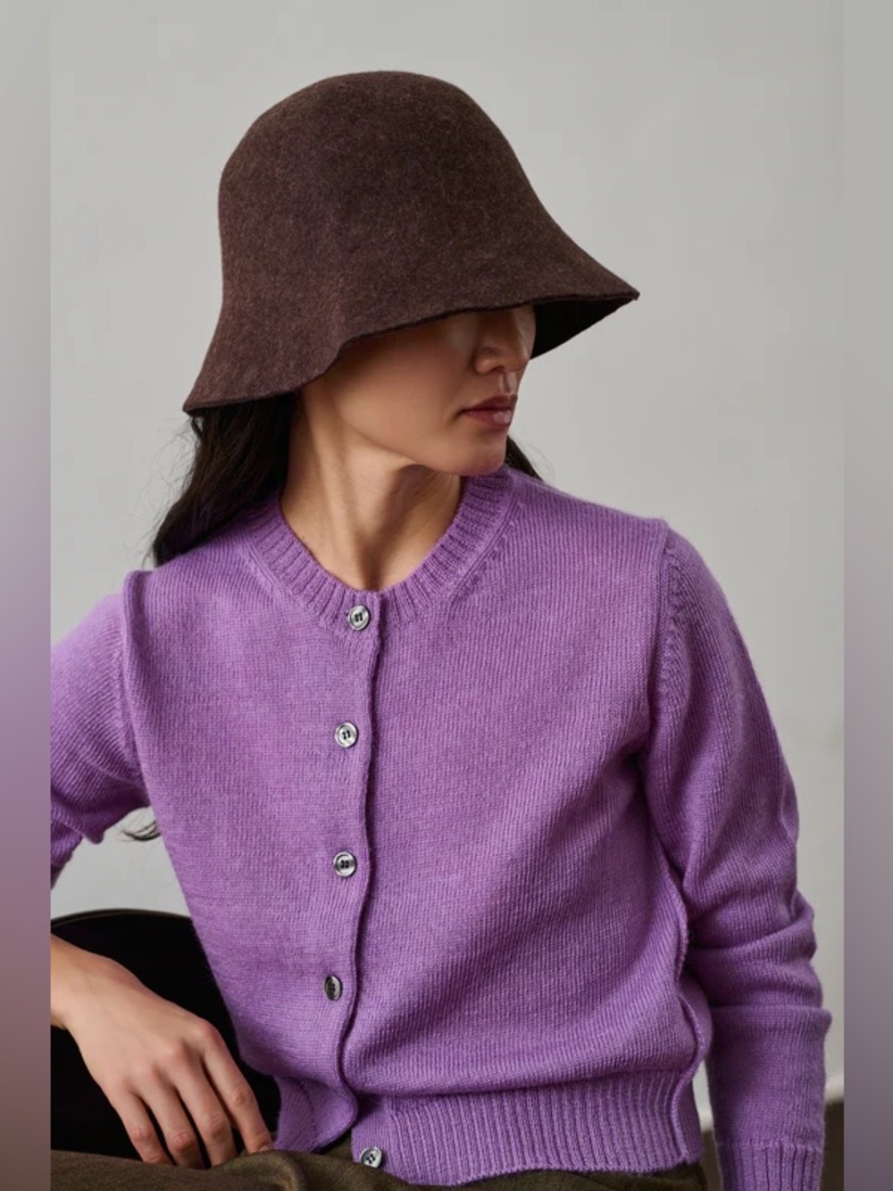 Soeur 100% Wool Cloche Bucket Hat Made in Italy French Minimalist Size 2 France - Picture 2 of 12
